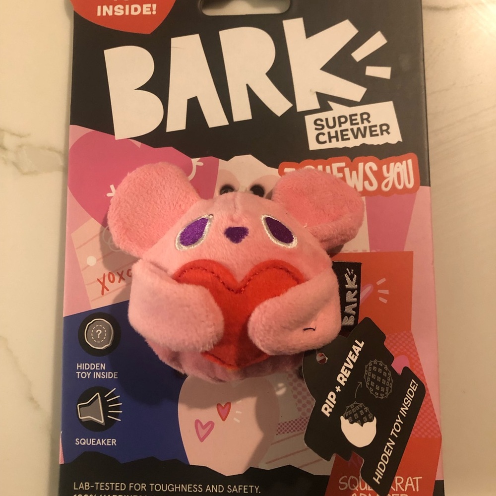 Bark Super Chewer I Chews You Squeakrat Admirer Squeaker Dog Toy Sizes Small NWT